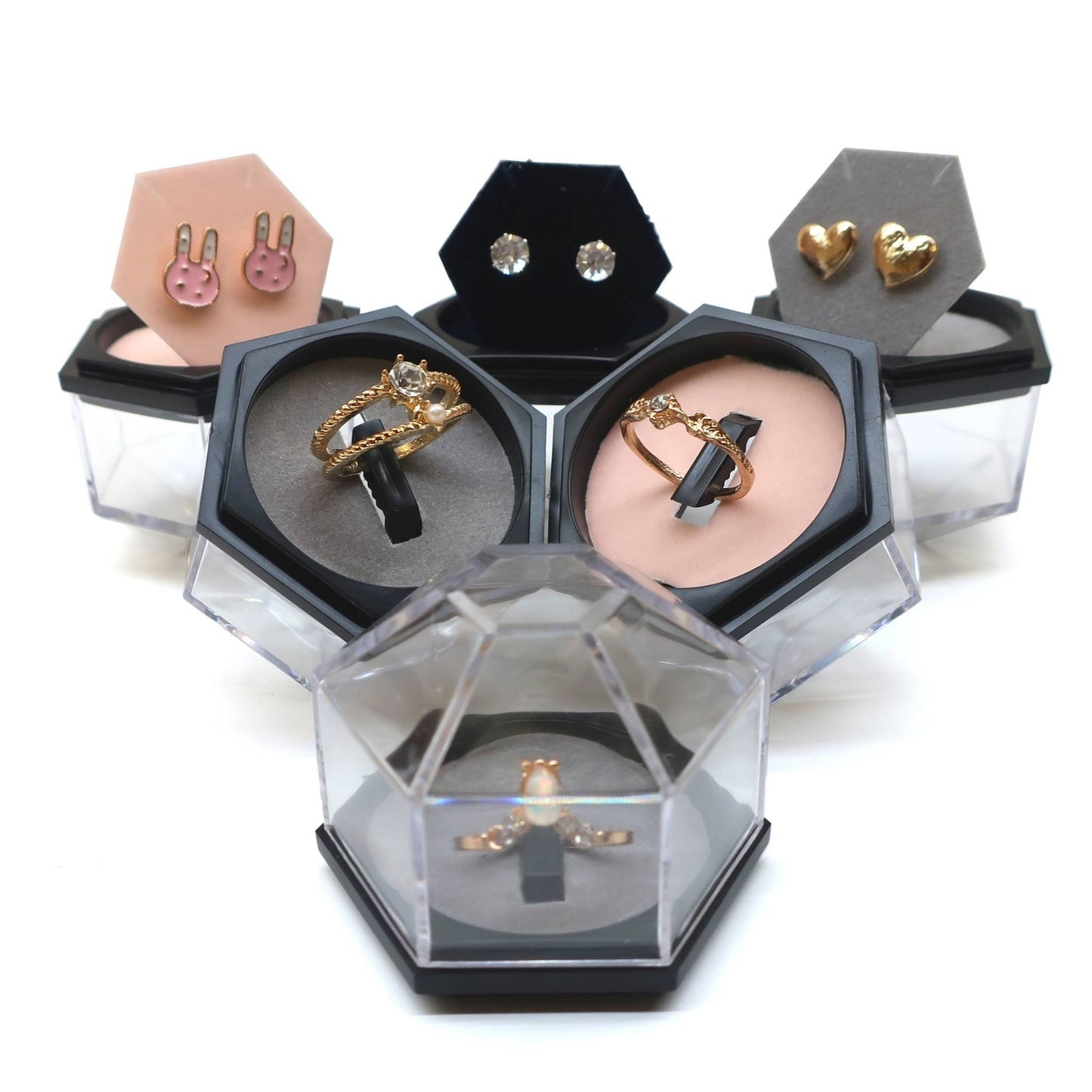 Crystal Clear Hexagonal Display Boxes