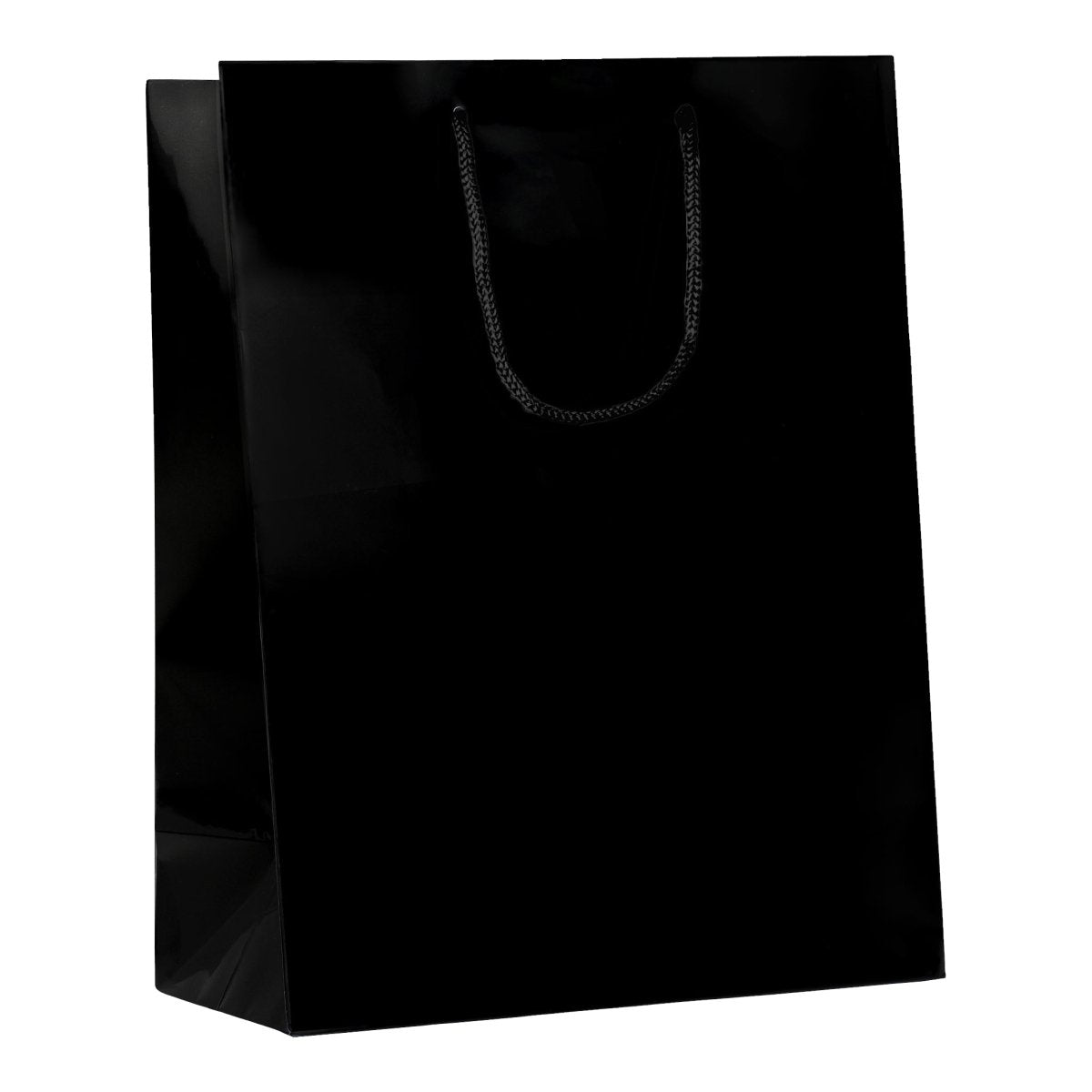 Laminated Glossy Shopping Bag - 10 x 5 x 13 - Prestige and Fancy - Black