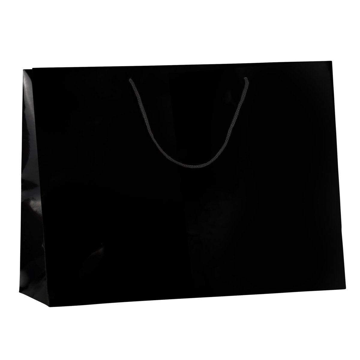 Laminated Glossy Shopping Bag - 16 x 6 x 12 - Prestige and Fancy - Black
