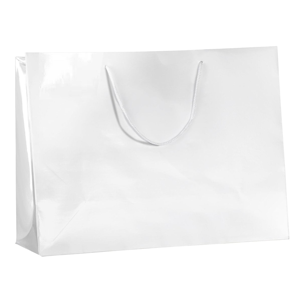 Laminated Glossy Shopping Bag - 16 x 6 x 12 - Prestige and Fancy - White
