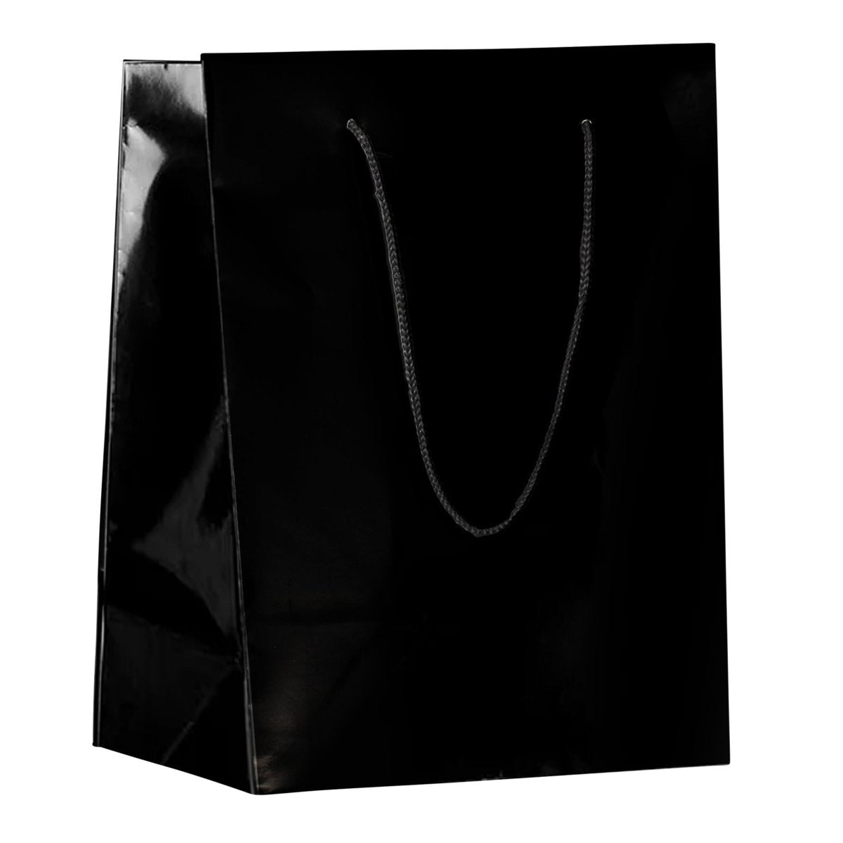 Laminated Glossy Shopping Bag - 8 x 4 x 10 - Prestige and Fancy - Black