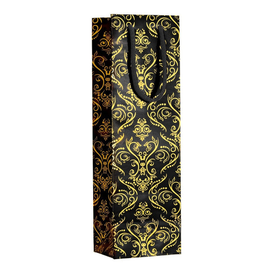 Metallic Wine Gift Bags - Prestige and Fancy - Black-Gold