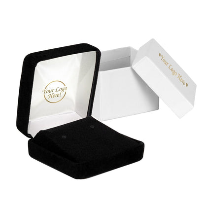 Plushed Velour Square Pendant & Earring Box - Prestige and Fancy - Two Piece Packer