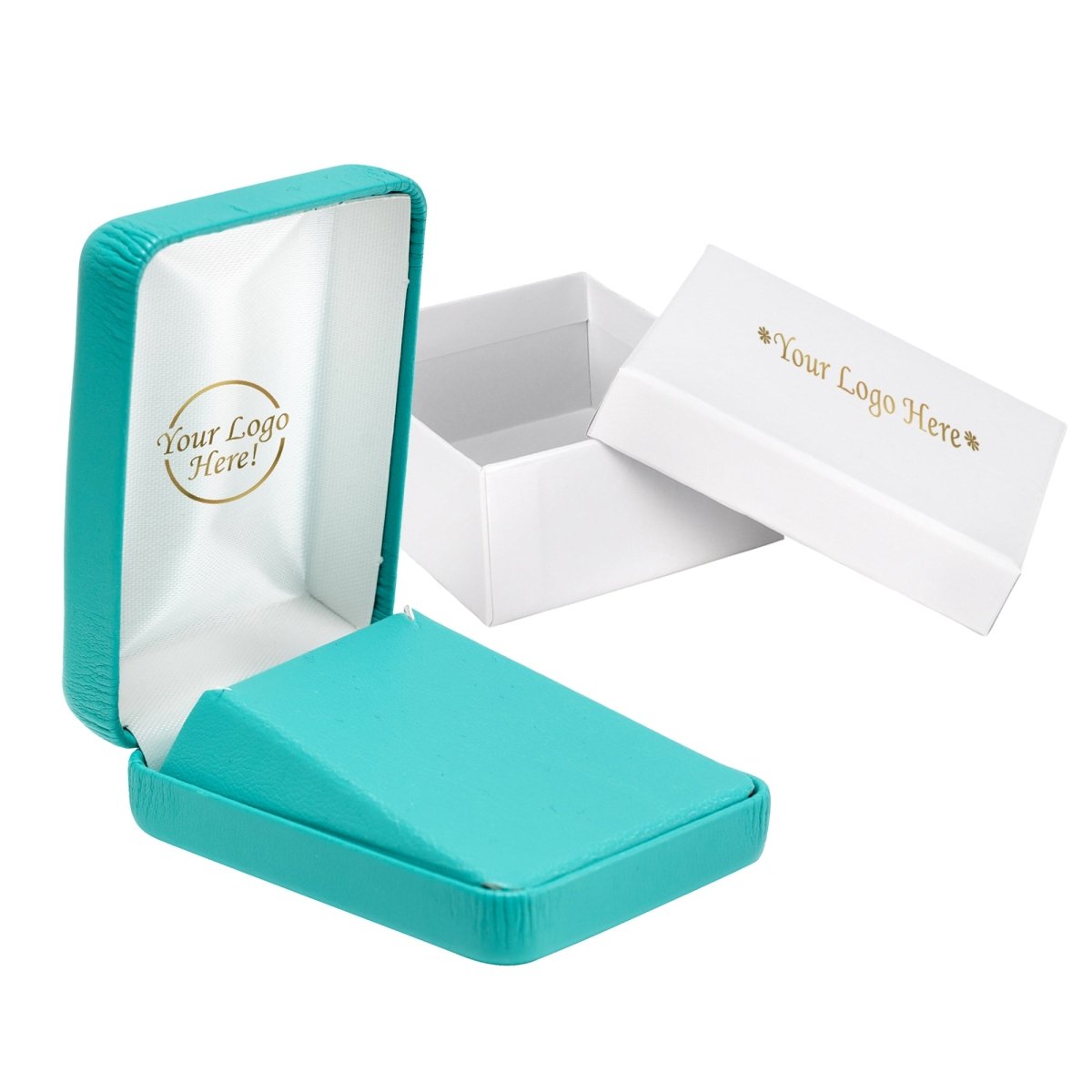 Vibrant Leatherette Pendant Box - Prestige and Fancy - Turquoise Leatherette