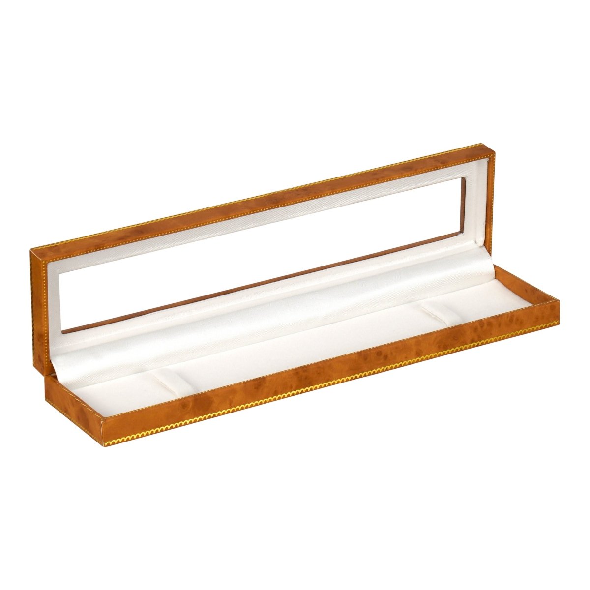 Window Leatherette Bracelet Box - Prestige and Fancy - Woodgrain