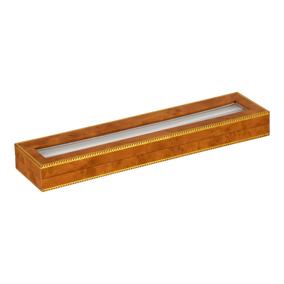 Window Leatherette Bracelet Box - Prestige and Fancy - Woodgrain