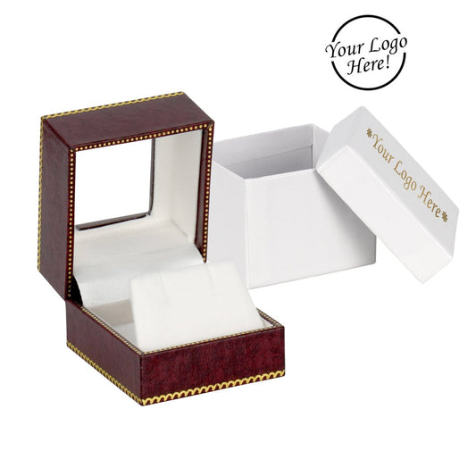 Window Leatherette Earring Box - Prestige and Fancy - Burgundy
