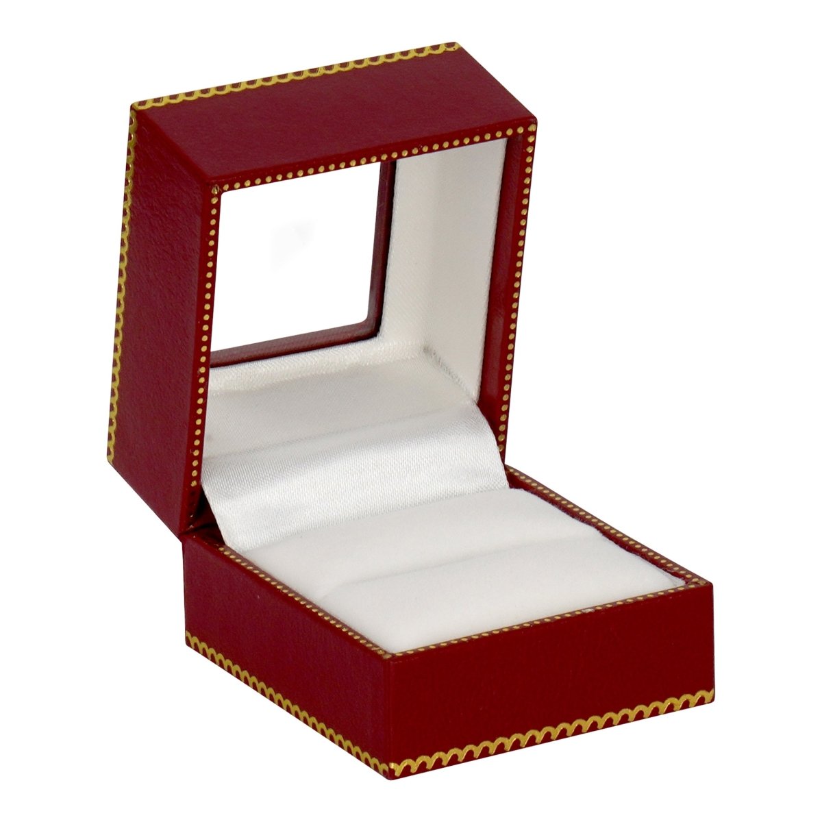 Window Leatherette Ring Box - Prestige and Fancy - Red