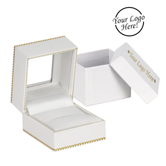 Window Leatherette Ring Box - Prestige and Fancy - White