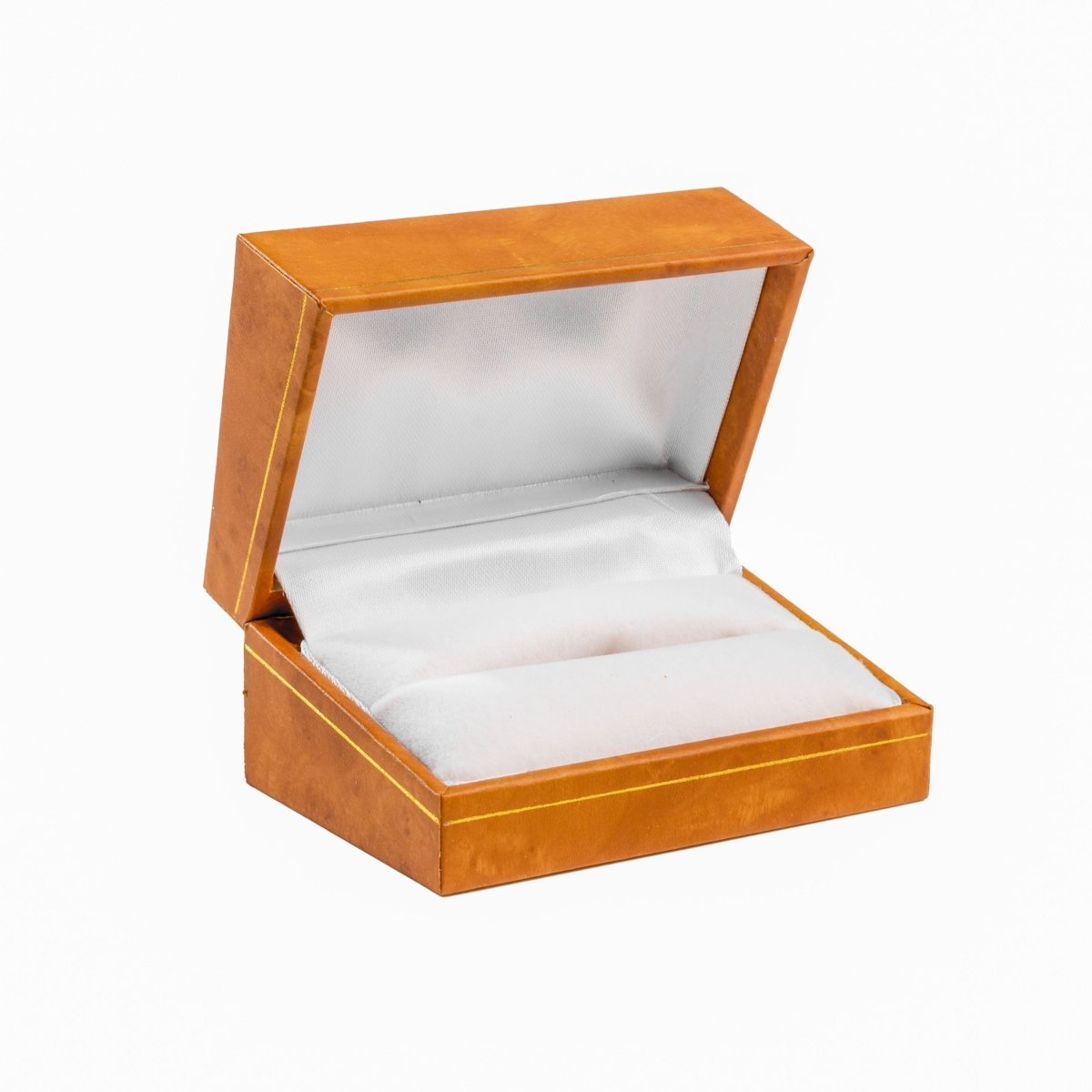 Woodgrain Leatherette Double Ring Box - Prestige and Fancy -
