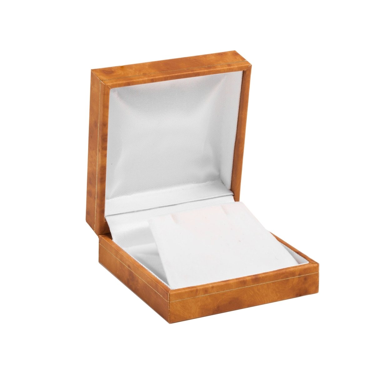 Woodgrain Leatherette Earring and Pendant Box - Prestige and Fancy -