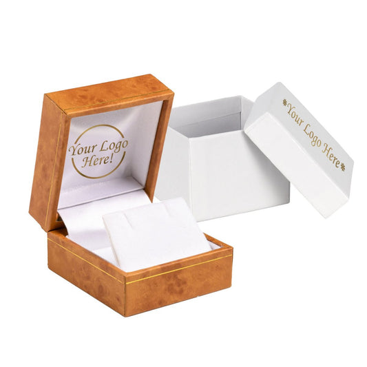Woodgrain Leatherette Earring Box - Prestige and Fancy -