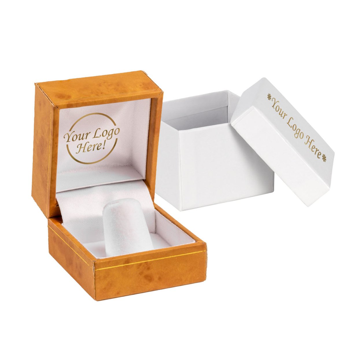 Woodgrain Leatherette Ring Finger Box - Prestige and Fancy -