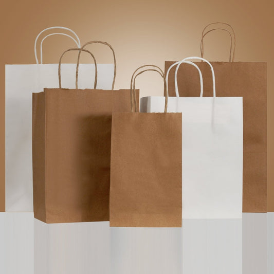 Paper Shopping Bag - 5.5 x 3.25 x 8.375 - Prestige and Fancy - Kraft