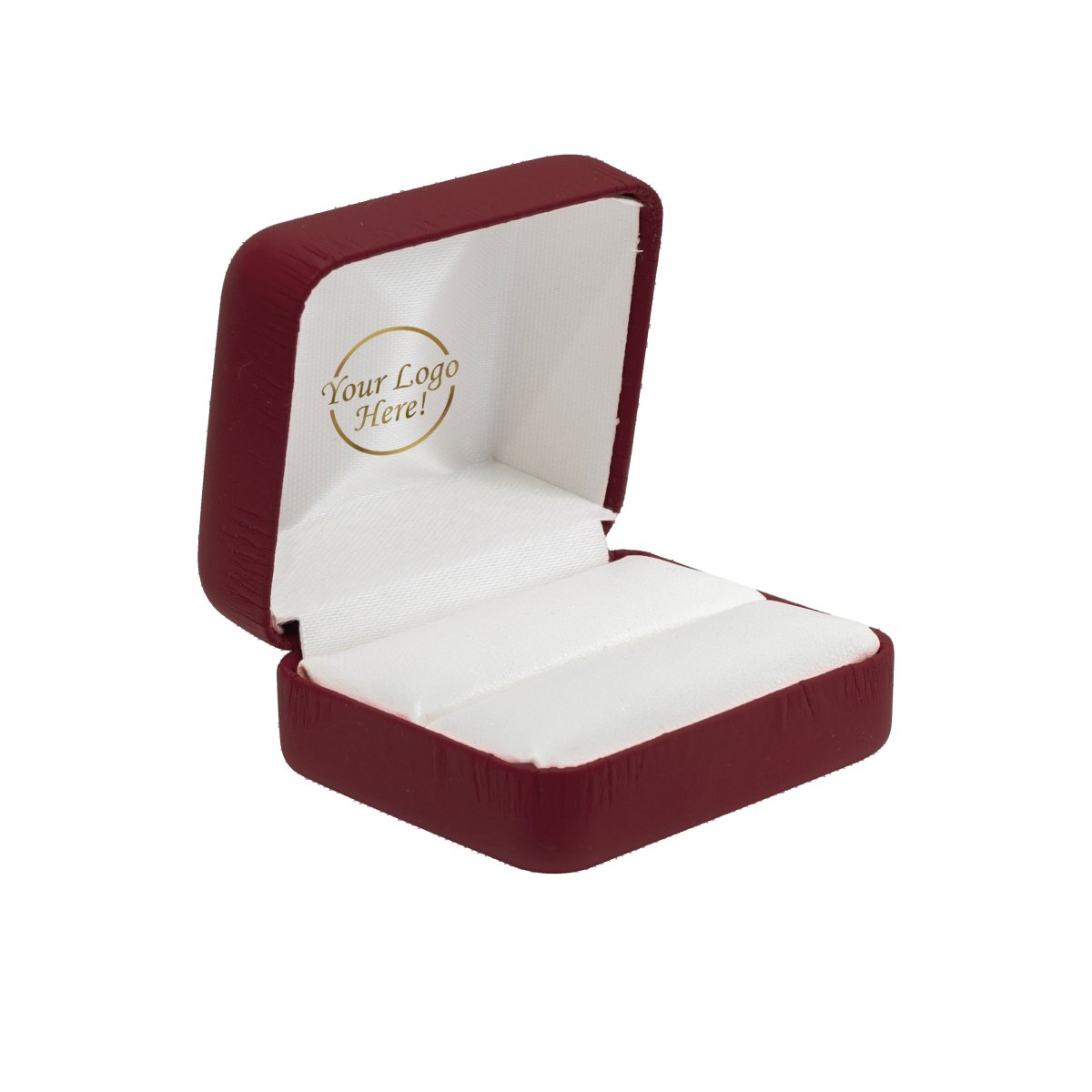 Vibrant Leatherette Double Ring Box - Prestige and Fancy - Burgundy Matte