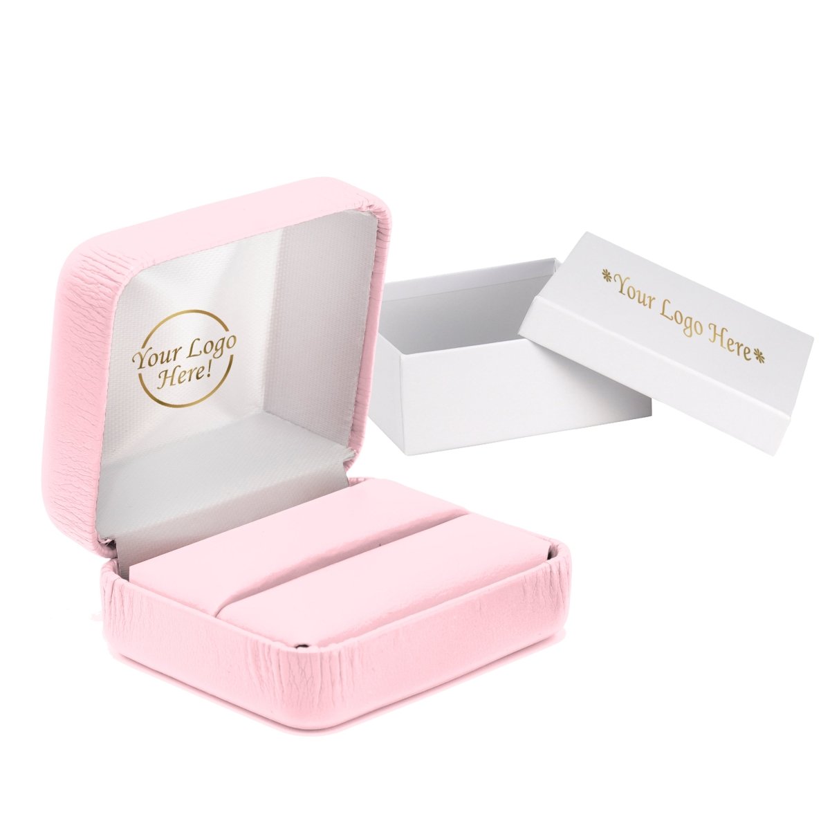 Vibrant Leatherette Double Ring Box - Prestige and Fancy - Pink Leatherette