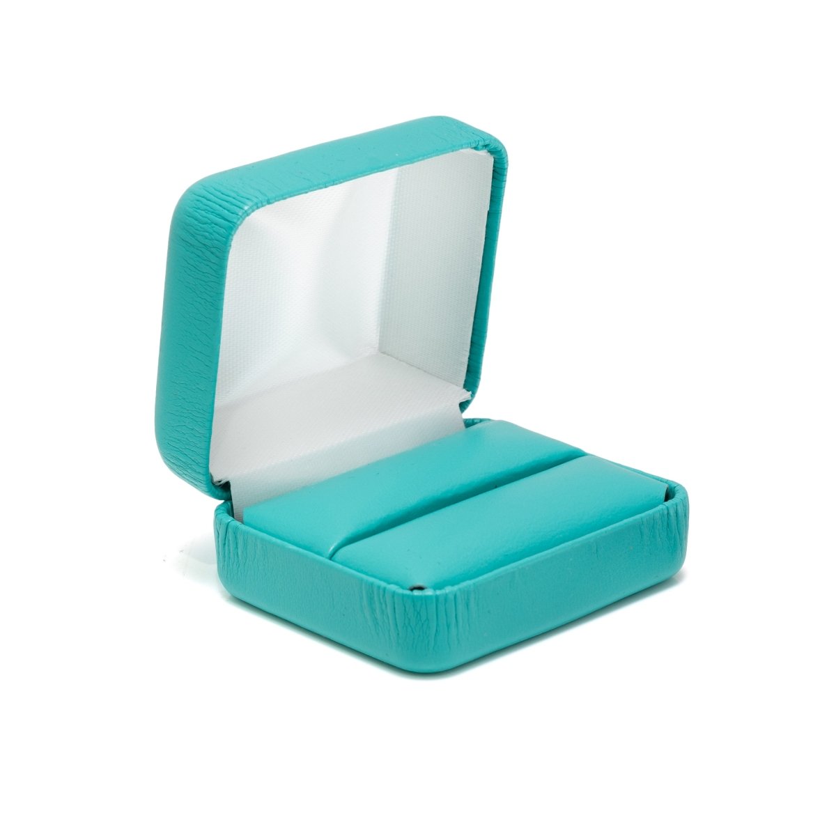 Vibrant Leatherette Double Ring Box - Prestige and Fancy - Turquoise Leatherette