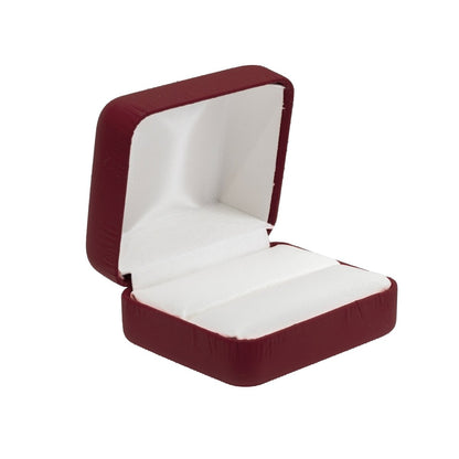 Vibrant Leatherette Double Ring Box - Prestige and Fancy - Burgundy Matte