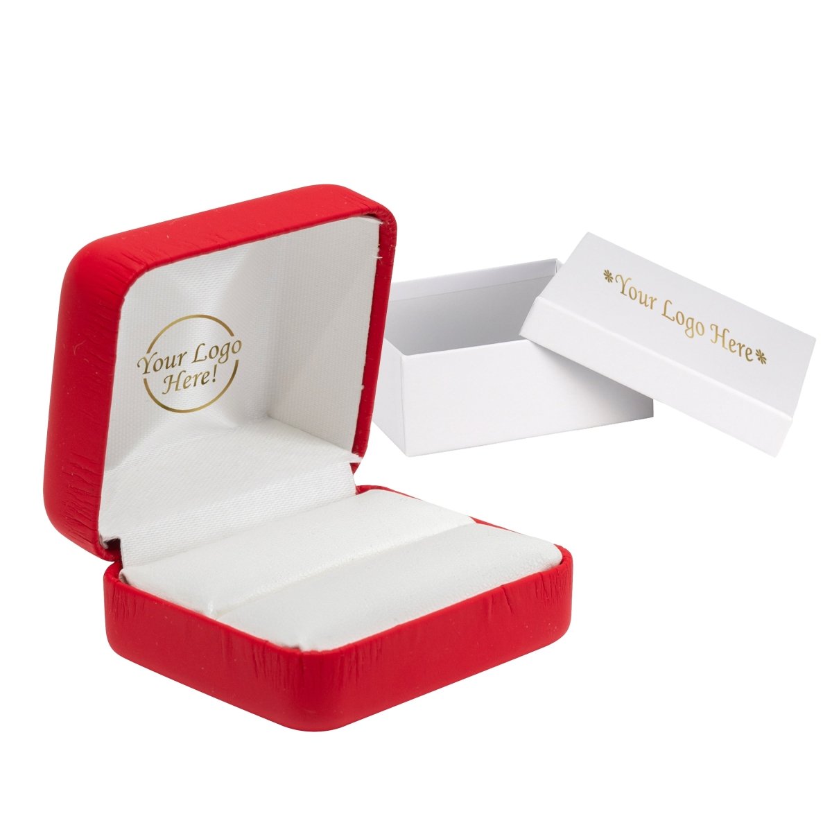 Vibrant Leatherette Double Ring Box - Prestige and Fancy - Red Matte