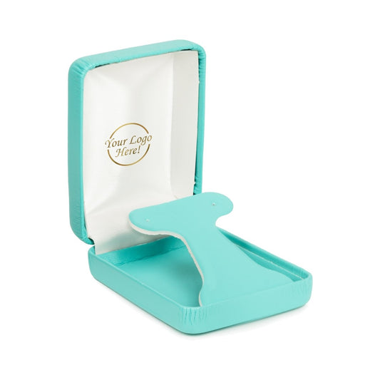 Vibrant Leatherette Hoop Earring Box - Prestige and Fancy - Turquoise Leatherette