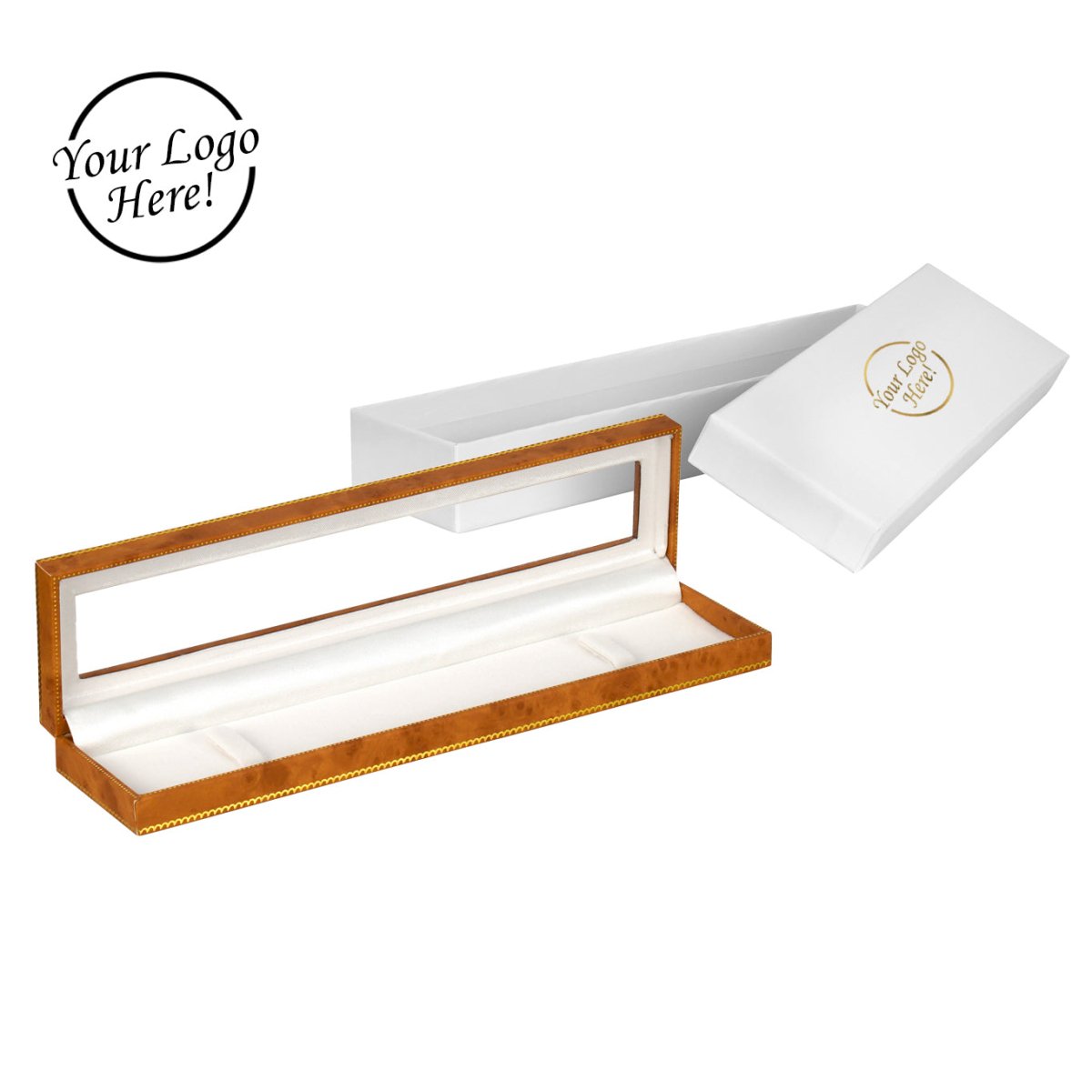 Window Leatherette Bracelet Box - Prestige and Fancy - Woodgrain