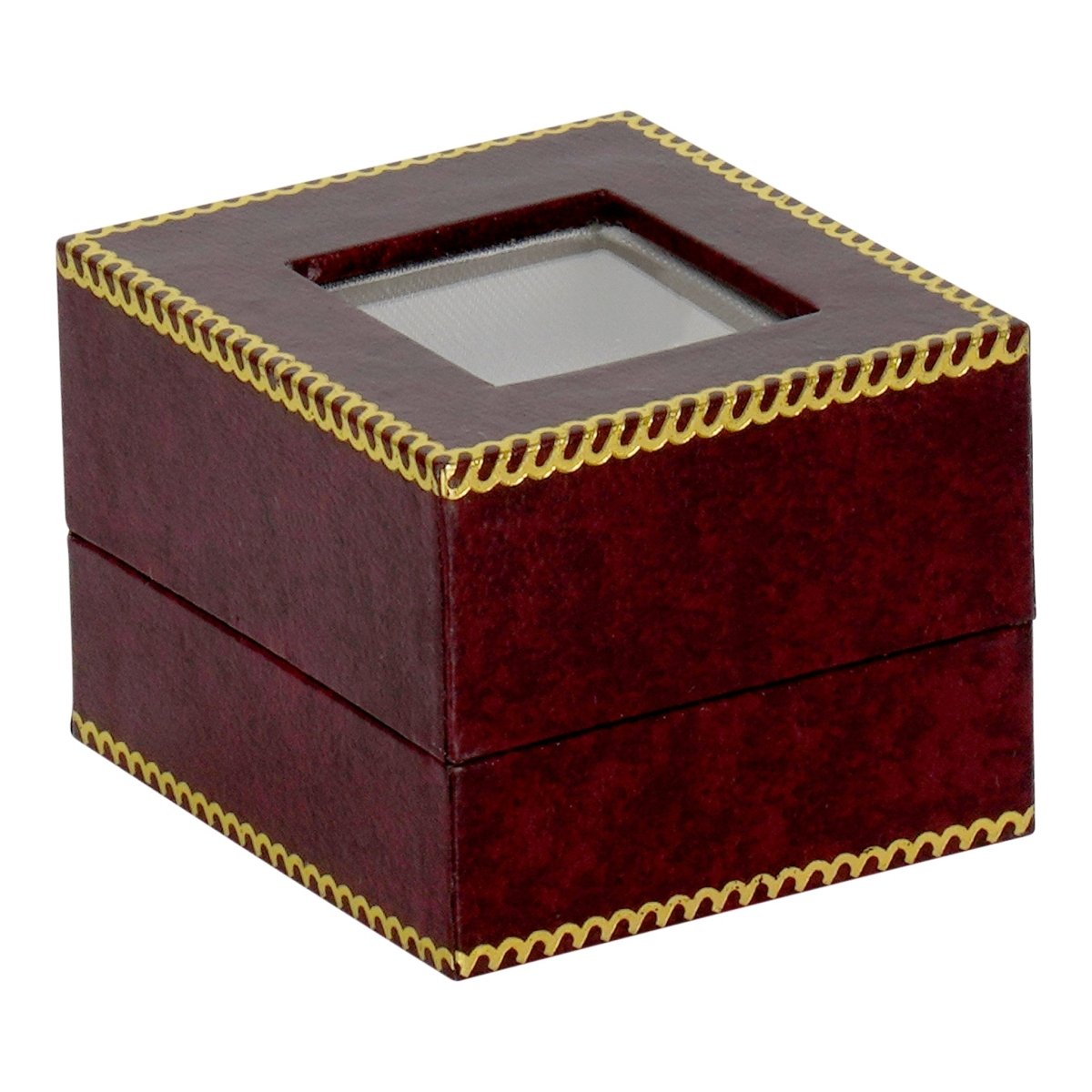 Window Leatherette Earring Box - Prestige and Fancy - Burgundy