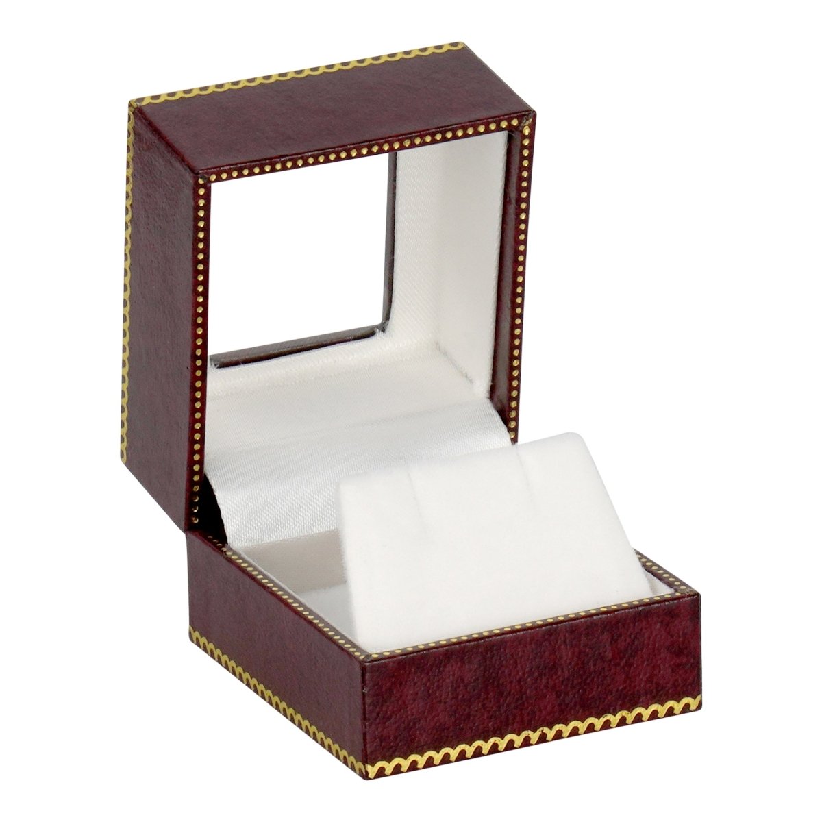 Window Leatherette Earring Box - Prestige and Fancy - Burgundy