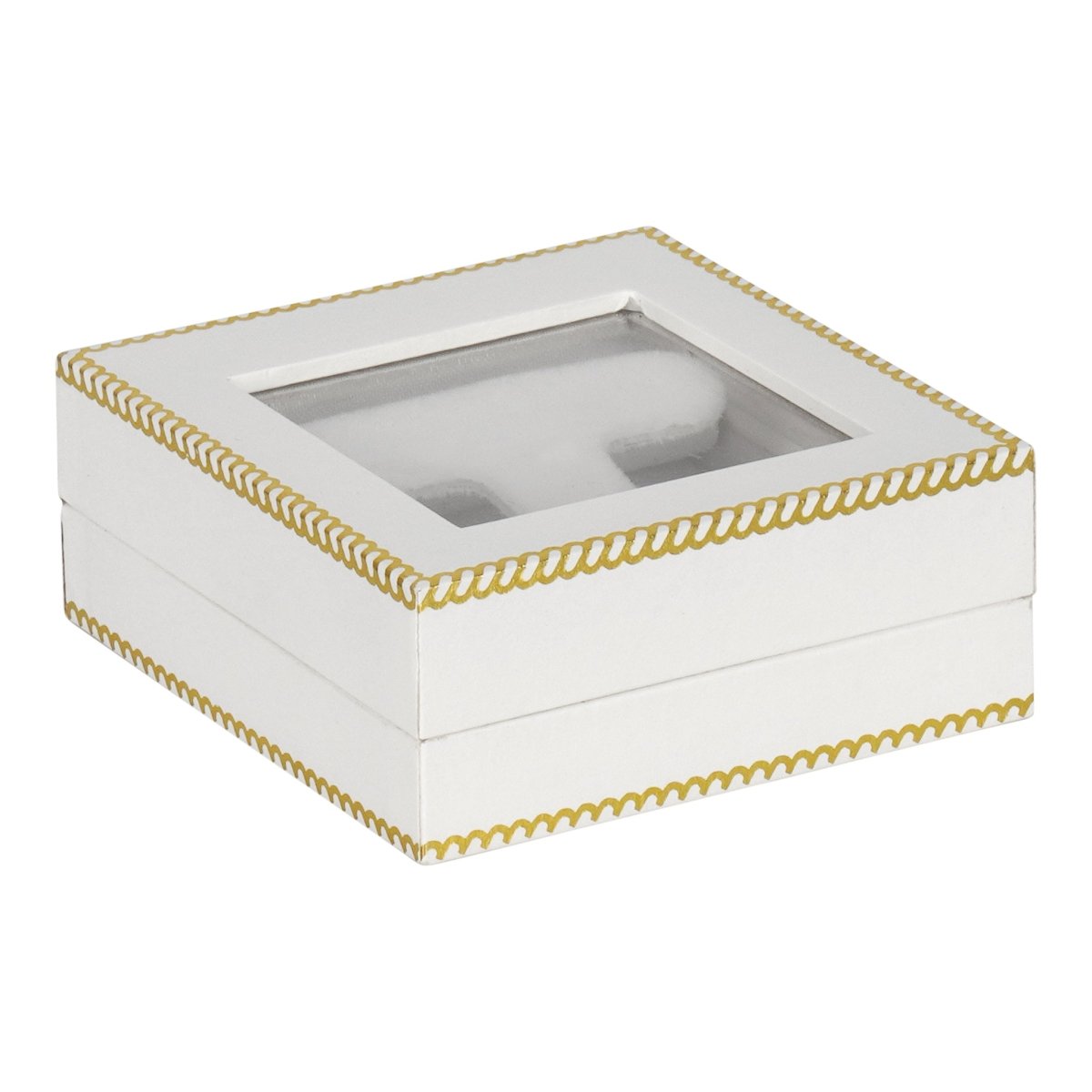 Window Leatherette Hoop Earring Box - Prestige and Fancy - White