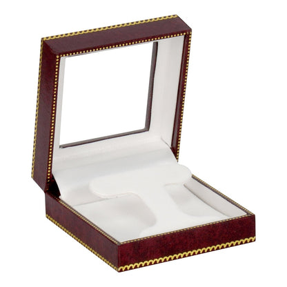 Window Leatherette Hoop Earring Box - Prestige and Fancy - Burgundy