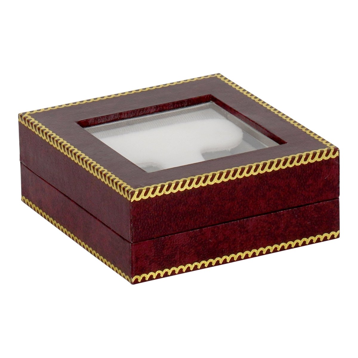 Window Leatherette Hoop Earring Box - Prestige and Fancy - Burgundy