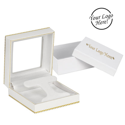 Window Leatherette Hoop Earring Box - Prestige and Fancy - White