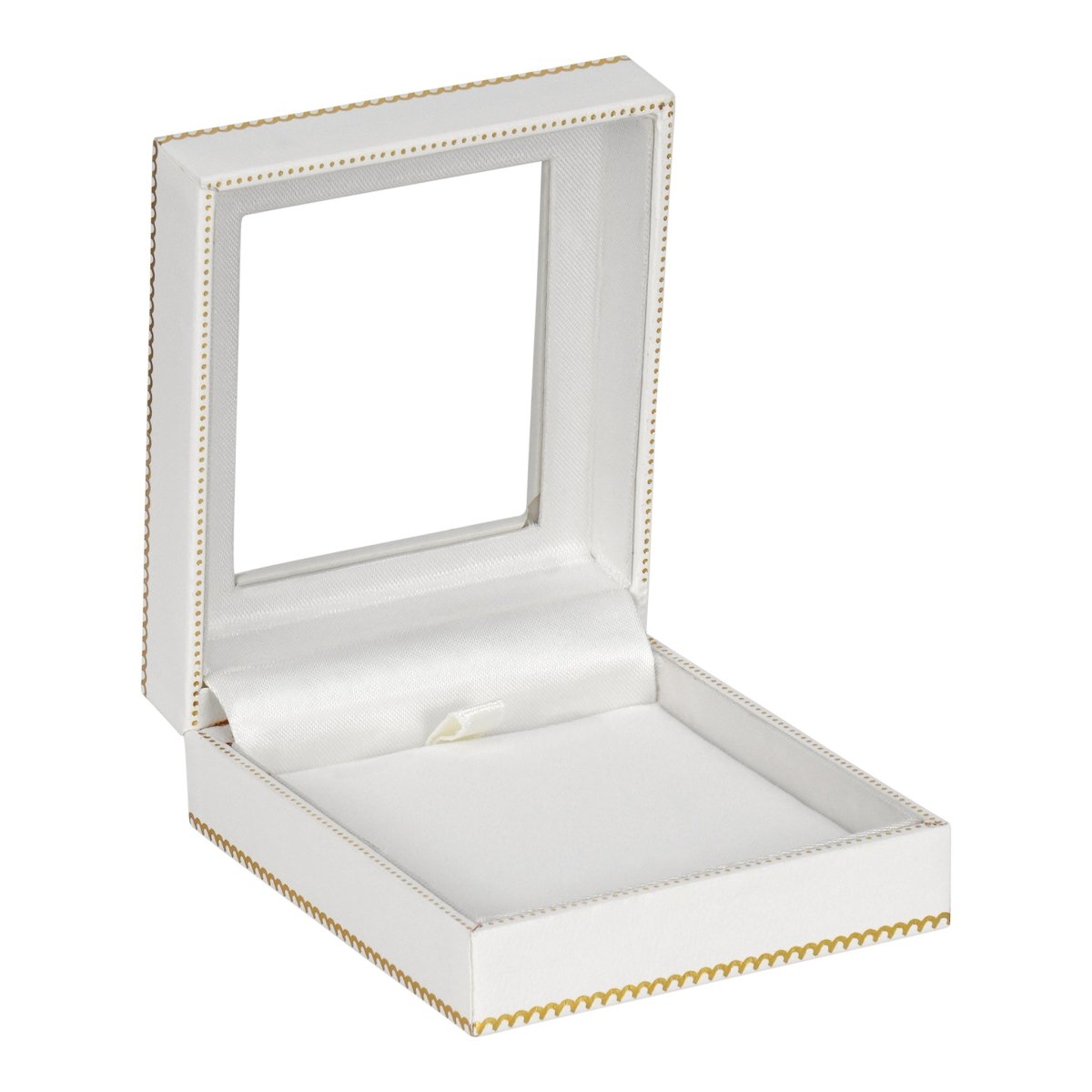 Window Leatherette Large Pendant Box - Prestige and Fancy - White