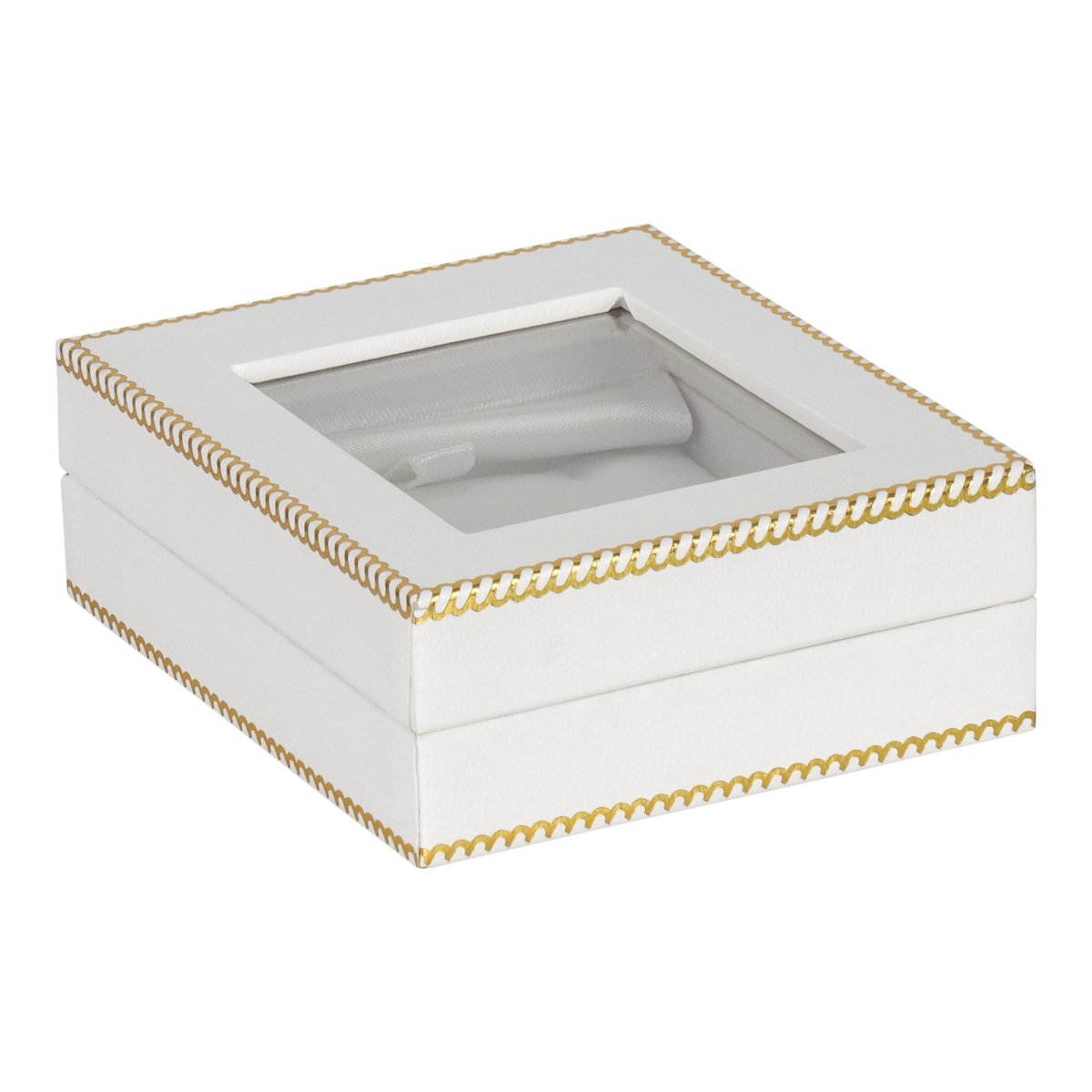 Window Leatherette Large Pendant Box - Prestige and Fancy - White