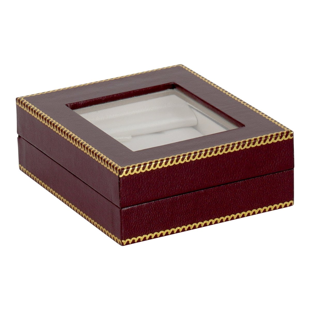 Window Leatherette Large Pendant Box - Prestige and Fancy - Burgundy