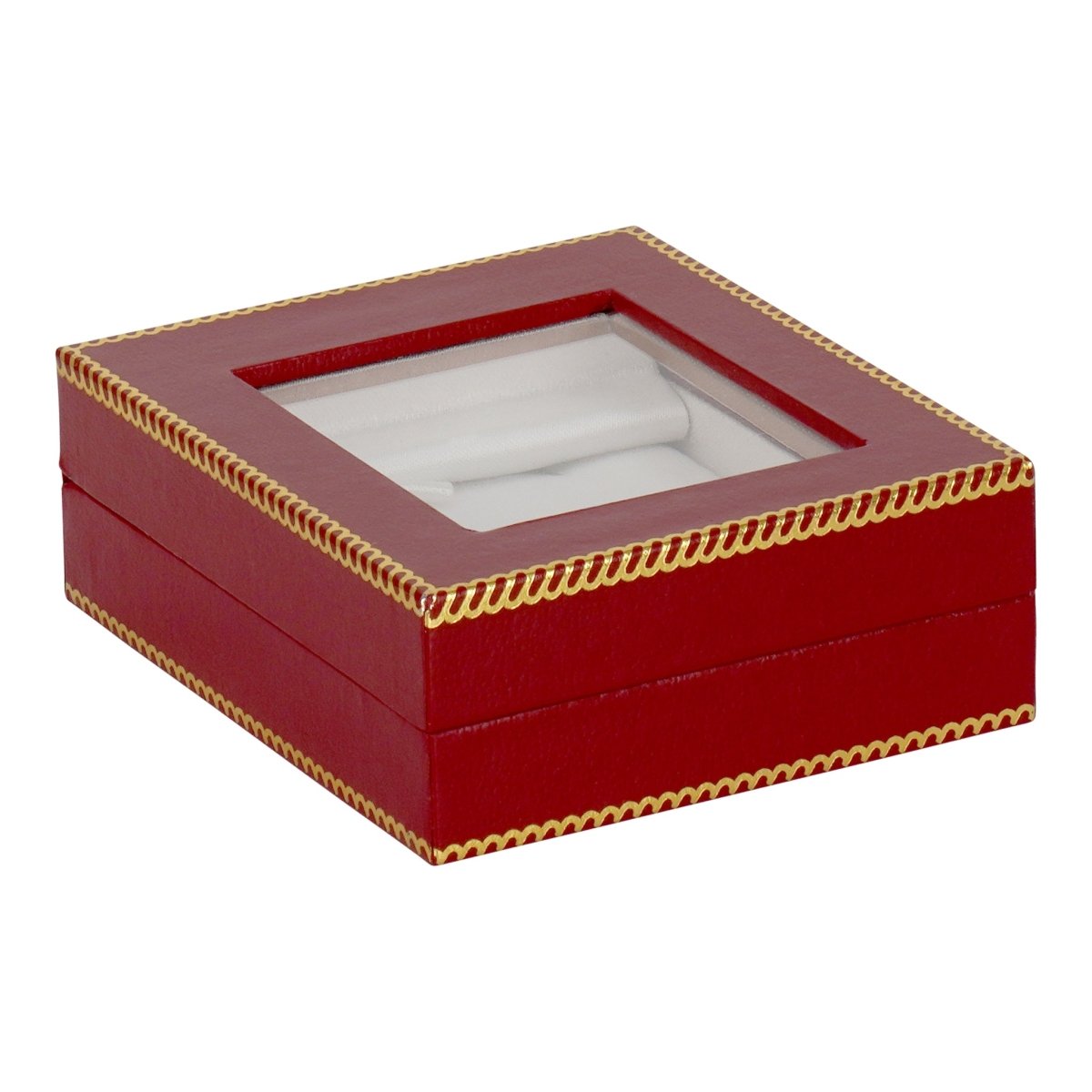 Window Leatherette Large Pendant Box - Prestige and Fancy - Red