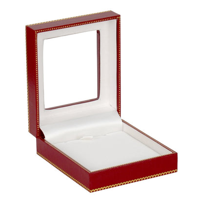 Window Leatherette Large Pendant Box - Prestige and Fancy - Red