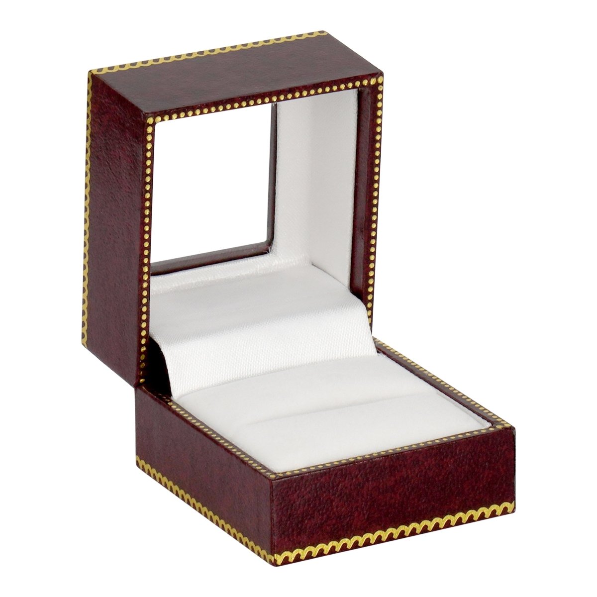 Window Leatherette Ring Box - Prestige and Fancy - Burgundy