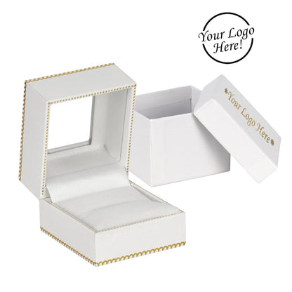 Window Leatherette Ring Box - Prestige and Fancy - White