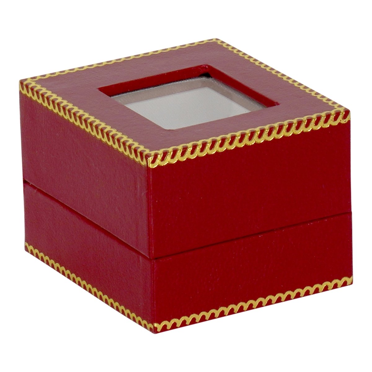 Window Leatherette Ring Box - Prestige and Fancy - Red