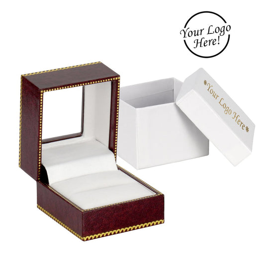 Window Leatherette Ring Box - Prestige and Fancy - Burgundy