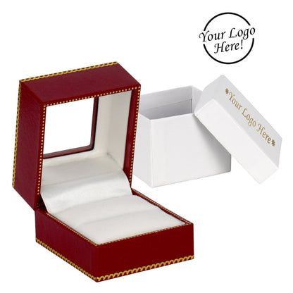 Window Leatherette Ring Box - Prestige and Fancy - Red
