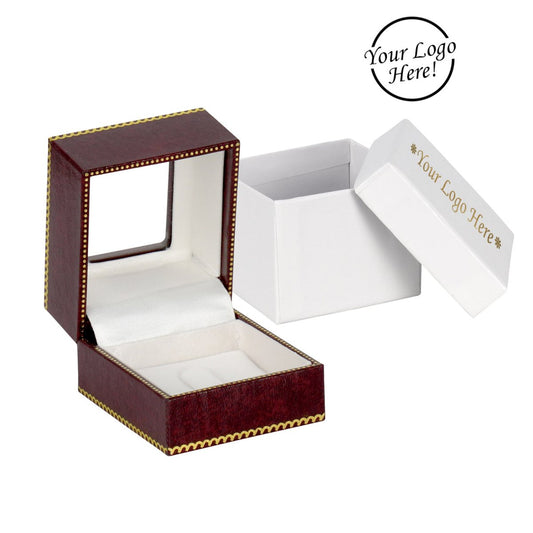 Window Leatherette Ring Clip Box - Prestige and Fancy - Burgundy