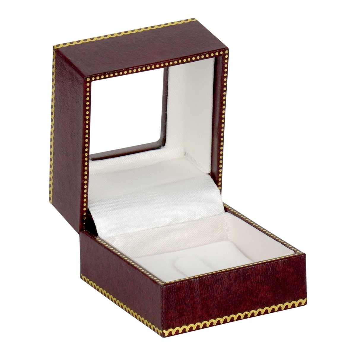 Window Leatherette Ring Clip Box - Prestige and Fancy - Burgundy