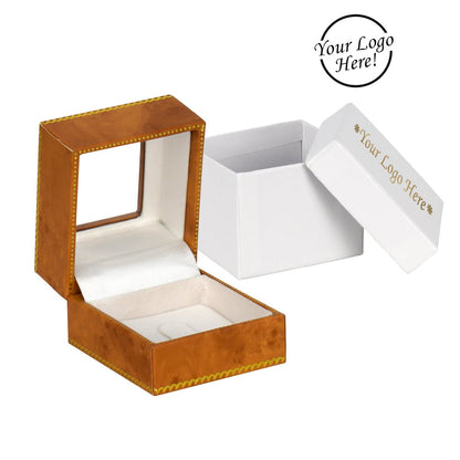 Window Leatherette Ring Clip Box - Prestige and Fancy - Woodgrain