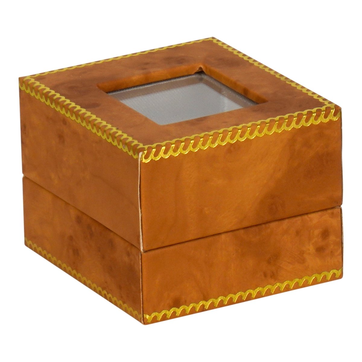 Window Leatherette Ring Clip Box - Prestige and Fancy - Woodgrain