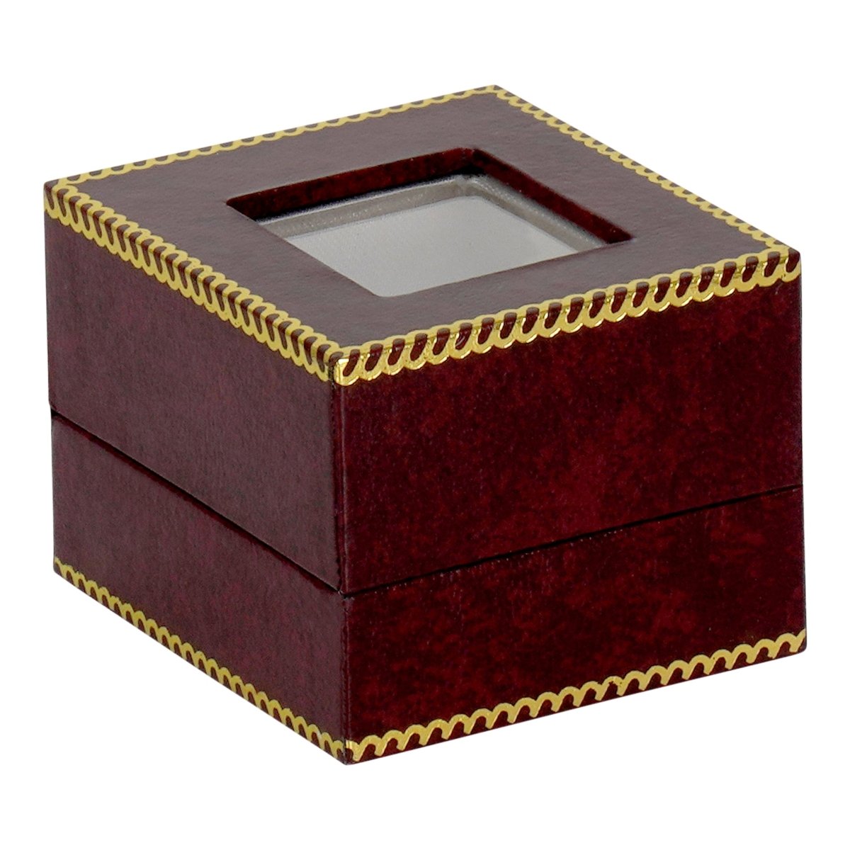 Window Leatherette Ring Clip Box - Prestige and Fancy - Burgundy