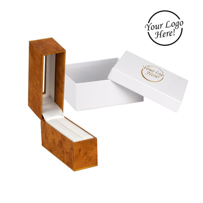 Window Leatherette Standing Bangle Box - Prestige and Fancy - Woodgrain