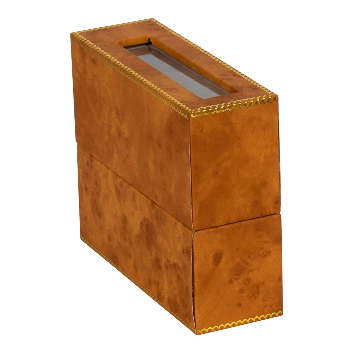 Window Leatherette Standing Bangle Box - Prestige and Fancy - Woodgrain