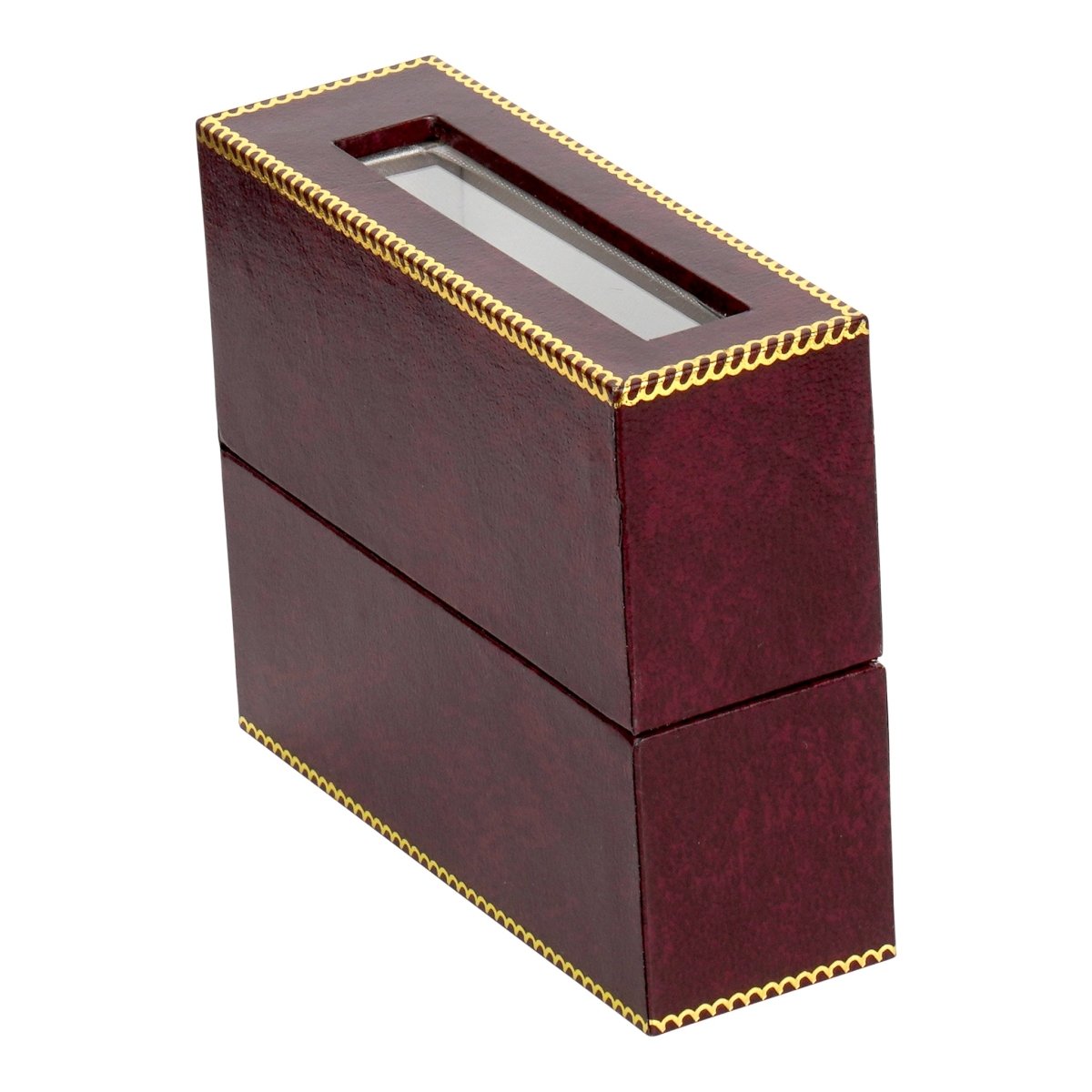 Window Leatherette Standing Bangle Box - Prestige and Fancy - Burgundy